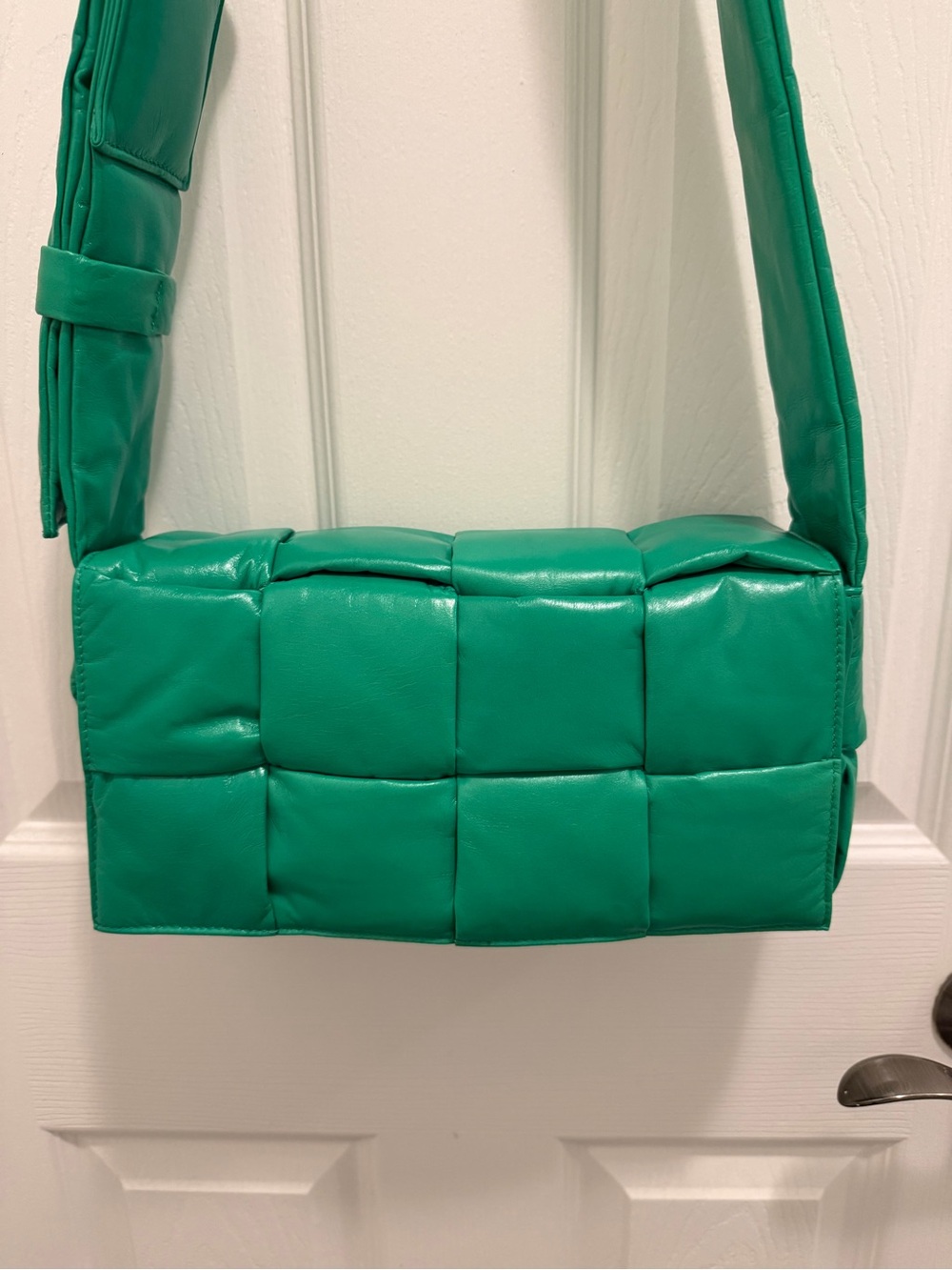 Green Padded Woven Shoulder Bag